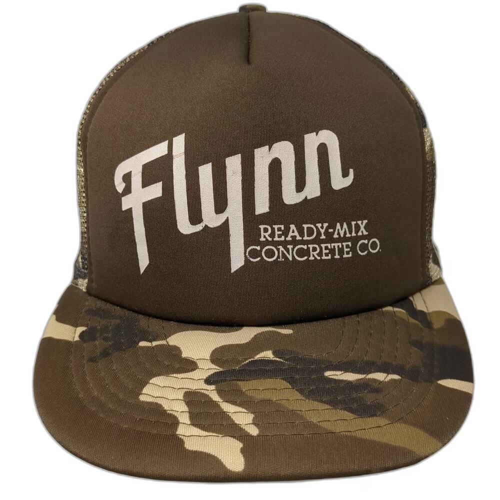 Daystone Flynn Ready-Mix Concrete Co Brown Camo Trucker Hat Snapback One Size